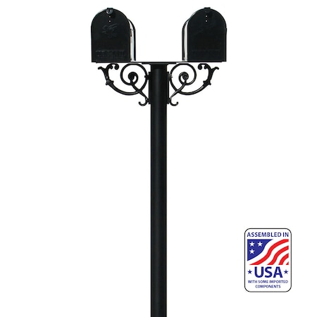 Qualarc The Hanford TWIN mailbox post system w/Scroll Supports HPWS2-US-000-E1